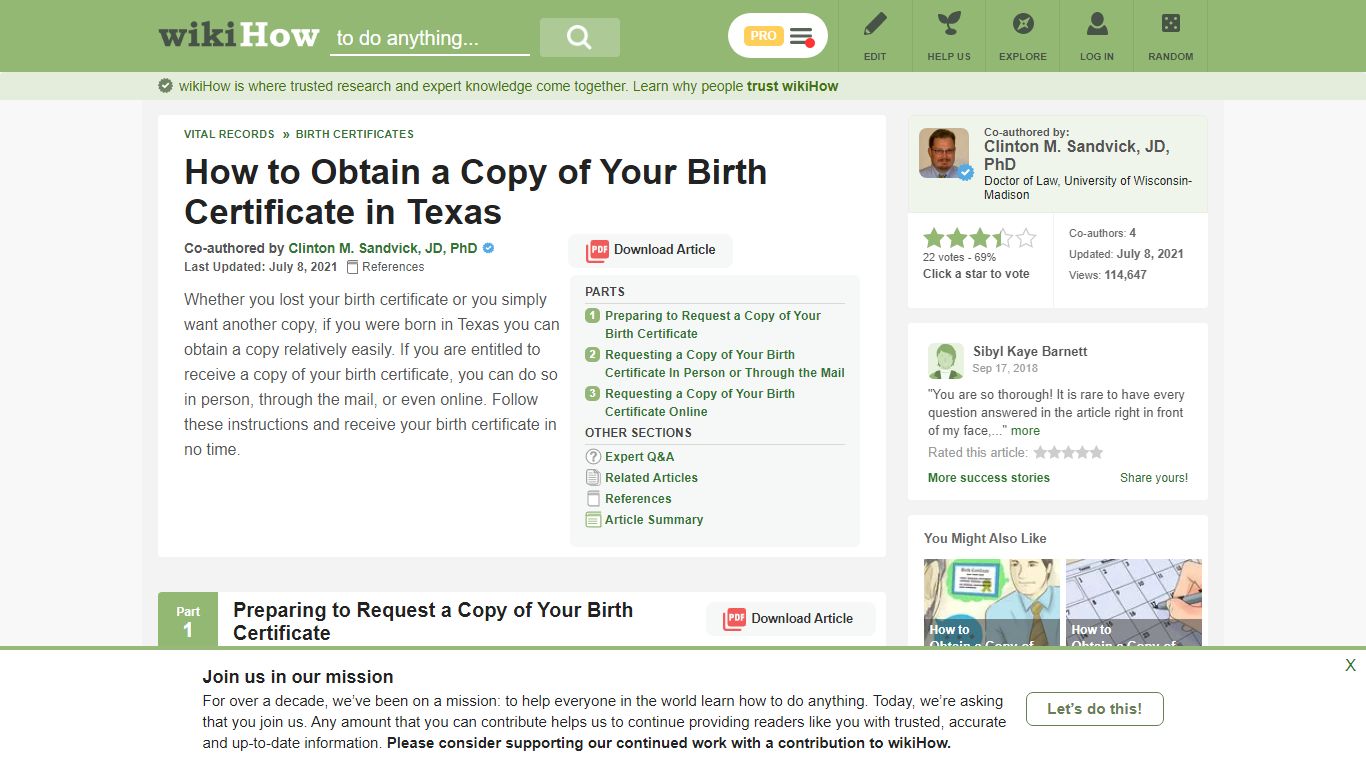 How to Obtain a Copy of Your Birth Certificate in Texas: 12 Steps - wikiHow