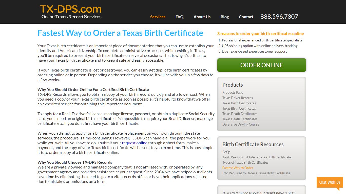 Order Copy of a Birth Certificate Fast | Texas DPS Records